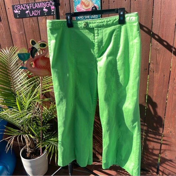carolina blues Pants - Lime Green Crop Pants Size 12 Stretch Wide Leg